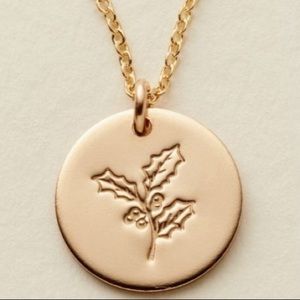 NEW December Holly Birth Flower Gold Coin Necklace